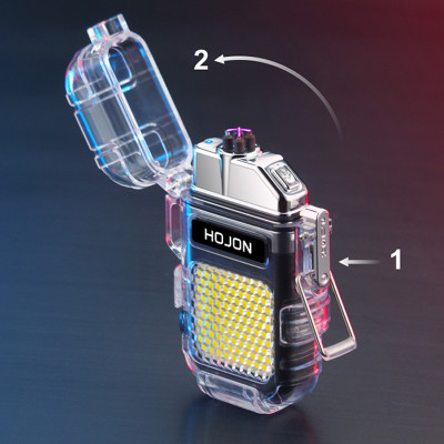 Vỏ Hột Quẹt Hojon F33 Plasma 2 Tia Sạc USB Kiêm Đèn Pin Siêu Sáng Chống Nước Cực Tốt - Nhiều Màu