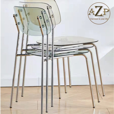 Ghế Ăn, Ghế Cafe, Ghế Thư Giãn Nhựa Trong Suốt Arcylic, Khung Thép Mạ Chrome Thời Trang / xếp chồng tiện lợi GA-PC601