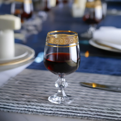 Bộ 2 ly uống rượu vang pha lê 340 ml Bohemia Tiệp Khắc mạ vàng 24k