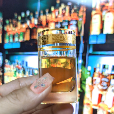 Bộ 6 ly uống rượu mạnh mạ vàng Tiệp Khắc 24k 035 ml