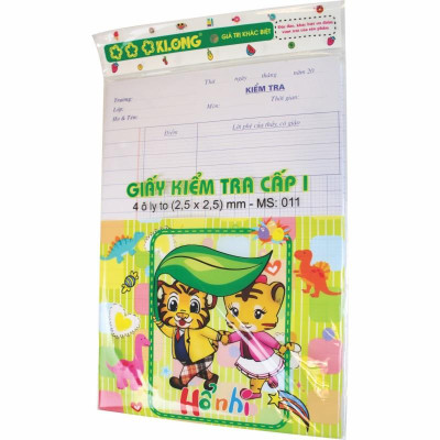 Giấy kiểm tra cấp I 4 ô ly 15 tờ kép 100/92; MS: 011