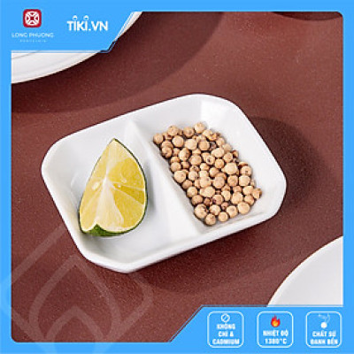 Combo 6 đĩa muối hai ngăn 3" sứ Long Phương cao cấp