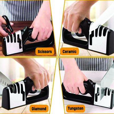 Mài Dao Kéo Cầm Tay Đa Năng Inox 4 Trong 1 Phục Hồi Lưỡi Dao Hiệu Quả.