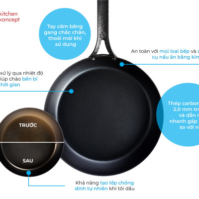 BK - Chảo nướng thép carbon hình vuông - 28x26cm