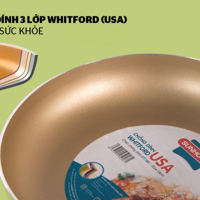 Bộ đôi hoàn hảo - chảo siêu chống dính SUNHOUSE SHS2418 (màu sâm panh) - Hàng chính hãng