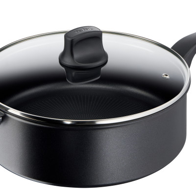 Chảo TEFAL G28937 HARD TITANIUM PRO dung tích 28cm - có vung kính và quai cầm Hàng Chính Hãng