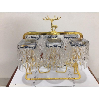 Bộ 6 cốc - cốc uống rượu tây, uống trà, uống nước 315ml, màu xanh và vàng