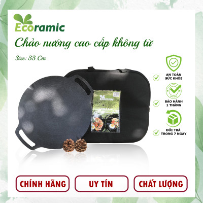 [CHÍNH HÃNG] Chảo Nướng Chống Dính Ecoramic 33cm – Phủ Dupont Ceramic – Đúc Nguyên Khối – Tặng Túi Đựng – Không Dùng Cho Bếp Từ