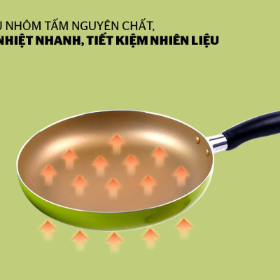 Bộ đôi hoàn hảo - chảo siêu chống dính SUNHOUSE SHS2418 (màu sâm panh) - Hàng chính hãng
