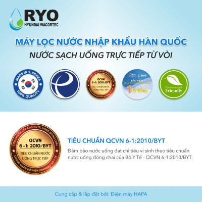 Lõi Lọc Nước RYO Hyundai RP-05 TCR - FTO FILTER 2 Đầu IN/OUT Cùng Phía, Nhập Khẩu Hàn Quốc - Hàng Chính Hãng
