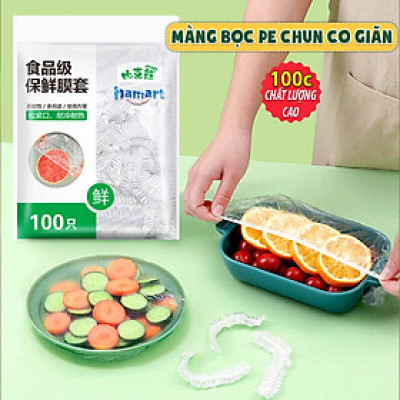 Túi 100 Màng Bọc Thực Phẩm Bo Chun Co Giãn PE Hamart Đựng Bảo Quản Thức Ăn Đa Năng Tiện Lợi