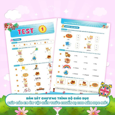 Sách - Phiếu Ôn Hè Toán + Tiếng Việt + Tiếng Anh Lớp 2 - Combo 3 Cuốn - Megabook