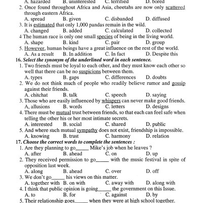 Ôn Tập Luyện Thi Trắc Nghiệm THPTQG 2019 - Môn Tiếng Anh