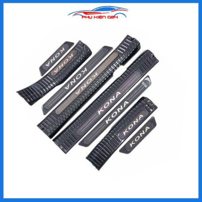 Bộ nẹp bước chân trong ngoài vân Cacbon xe Kona 2018-2019-2020 chống trầy làm đẹp ô tô