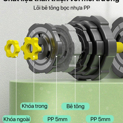 Bộ Tạ Tay Đa Năng (5 In 1) 30kg Kết Hợp Tạ Đơn,Tạ Đòn,Tạ Ấm Đại Nam Sport + Tặng Găng Tay Và Kìm Bóp