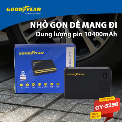 Bộ Kích Bình 400A Kiêm Bơm Lốp Xe GOODYEAR GY-5296 Đa Chức Năng Sạc Dự Phòng 10400mAh Cứu Hộ Nhanh Chóng - Nhập Khẩu Chính Hãng