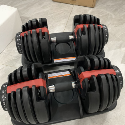 Bộ 2 Tạ Tay Điều Chỉnh Khóa Số Tự Động 24kg Cao Cấp ( Tặng Kèm Đôi Găng Tay Màu xanh ) Ảnh thật kèm khay đựng tạ 48kg/ 2 tạ