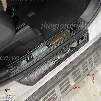Bộ Ốp bậc cửa, Nẹp bước chân Kia Carnival vân Carbon