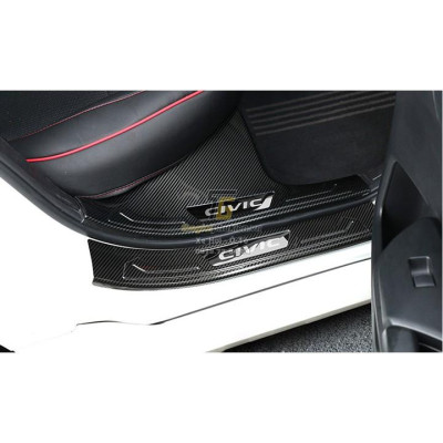 Bộ Ốp bậc cửa, Nẹp bước chân dành cho Honda Civic 2016-2019 vân Carbon