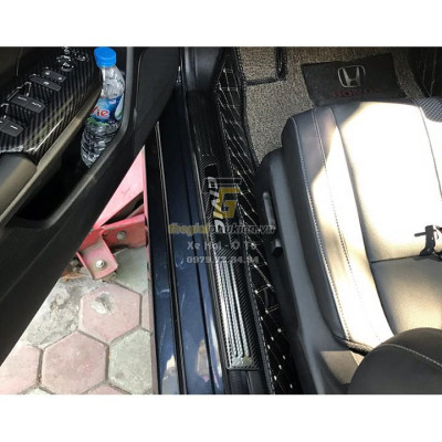 Bộ Ốp bậc cửa, Nẹp bước chân dành cho Honda Civic 2016-2019 vân Carbon
