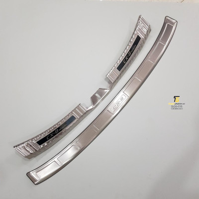 BỘ SẢN PHẨM Nẹp bước chân và ốp chống trầy cốp Mazda CX8, CX-8 - Mẫu Inox