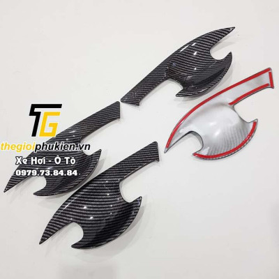 Bộ ốp tay nắm cửa, hõm cửa xe Mazda 3 2015-2019 vân Carbon