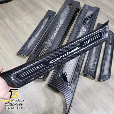 Bộ Ốp bậc cửa, Nẹp bước chân Kia Carnival vân Carbon