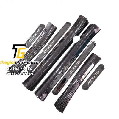 Bộ Ốp bậc cửa, Nẹp bước chân Hyunda Accent 2018-2021 vân Carbon