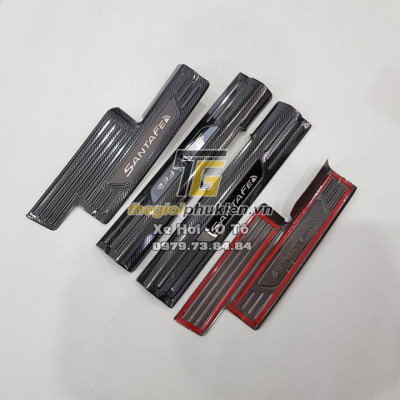 Bộ Ốp bậc cửa, Nẹp bước chân Hyundai Santafe 2021 vân Carbon