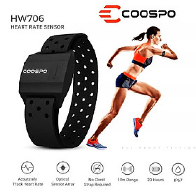 Cảm Biến Nhịp Tim Đeo Tay Coospo HW706 HRM ANT+ BLE5.0 IPX67 Tương Thích Garmin Bryton IGPSPORT Coosporide Opendrider