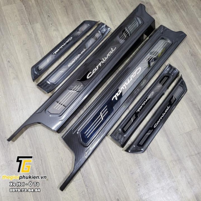 Bộ Ốp bậc cửa, Nẹp bước chân Kia Carnival vân Carbon