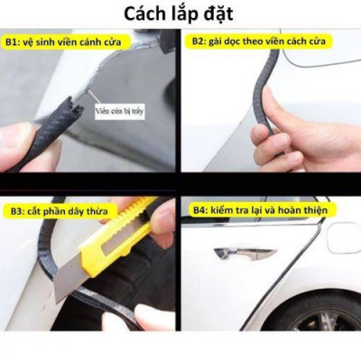 NẸP VIỀN CỬA CHỮ U LÕI THÉP, CHỐNG VA ĐẬP CÁNH CỬA XE Ô TÔ 6M2