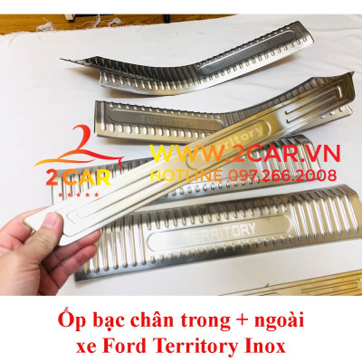 Ốp bậc cửa, Nẹp bước chân trong ngoài xe Ford Territory 2022 2023 INOX cao cấp