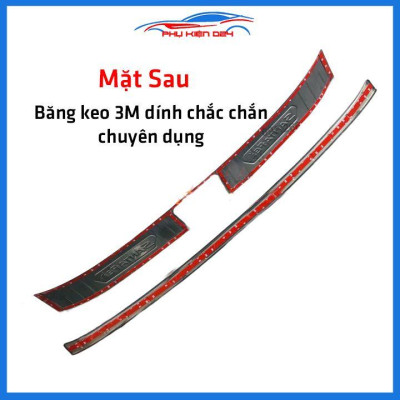 Ốp chống trầy cốp Santafe 2019-2020-2021-2022 thép không gỉ vân titan bảo vệ xe chống va đập