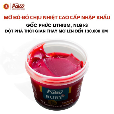 Mỡ Bò Chịu Nhiệt Cao Cấp Nhập Khẩu PALCO Ruby Gel Xô 18 Kg, Nhiệt Độ Nhỏ Giọt Trên 260 *C, Bôi Trơn Lên Đến 130.000KM