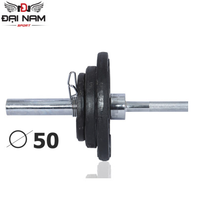 Đòn Tạ Dài 2m Inox Phi 50 (Nặng 12kg) Nhập Khẩu Đại Nam Sport + Kèm 2 Khóa Tạ