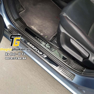 Bộ Ốp bậc cửa, Nẹp bước chân Mazda 3 2015-2019 vân Carbon