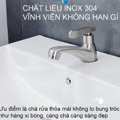 Vòi rửa mặt lavabo KG11 tay gạt dùng cho nước lạnh loại đẹp cao cấp inox sus304 - Hàng chính hãng