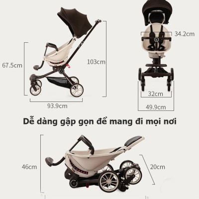 Xe Đẩy 2 Chiều 5 Chế Độ Gấp Gọn Baobaohao V18 - TẶNG KÈM ĐÀN XYLOPHONE 8 THANH CHO BÉ