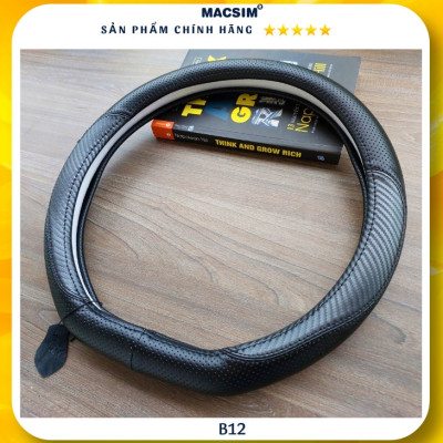 Bọc vô lăng cao cấp Macsim mã Dcut B12 màu đen chỉ đen