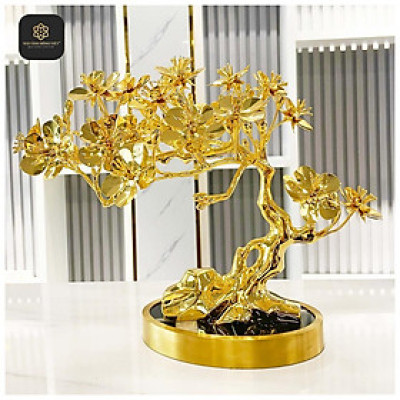 Cây Kim Mai Ngũ Phúc bằng đồng mạ vàng 24k cao 30 cm