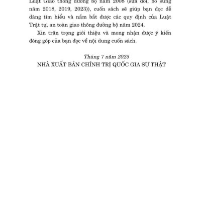 Tìm hiểu Luật trật tự, an toàn giao thông đường bộ năm 2024 - bản in 2025