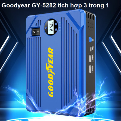 Bộ kích, kiêm bơm lốp và sạc dự phòng dung lượng 10.400mAh dùng cho ô tô - Thương hiệu Mỹ cao cấp Goodyear GY-5282 [BẢO HÀNH CHÍNH HÃNG 12 THÁNG] 