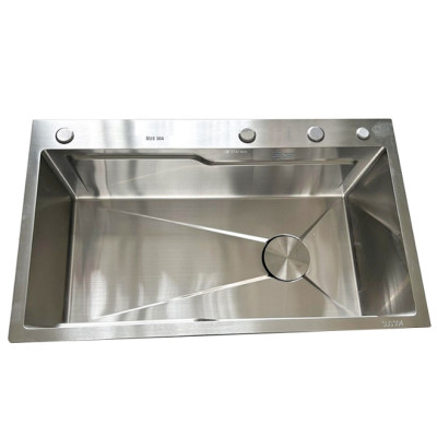 Combo chậu rửa chén 1 hố 7846 sus304 Valenza vòi rửa bát nóng lạnh dây rút 02 bộ xả khay inox bình rửa bát- Dày 3li