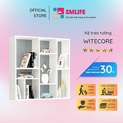 Kệ sách treo tường gỗ công nghiệp hiện đại SMLIFE Witecore