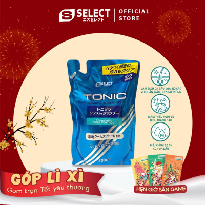 Dầu gội xả bạc hà mát lạnh dành cho nam S Select Nhật Bản ( gói refill 500ml )