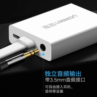 Ugreen UG40247MM103TK Màu Trắng Bộ chuyển HDMI sang VGA dây dẹp kèm cổng âm thanh - HÀNG CHÍNH HÃNG