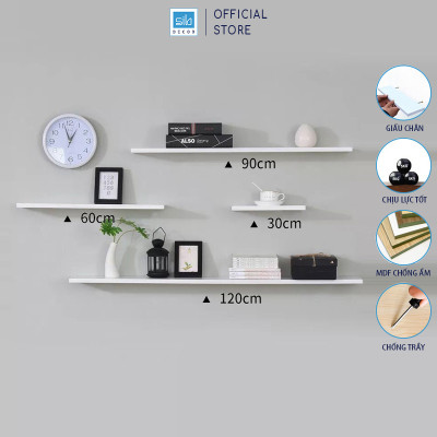 [Mua 2 giảm 10%] Kệ Ngang Treo Tường Trang Trí Dài 20 cm Đến 80 cm Kết Cấu Giấu Chân SIB Decor KT001