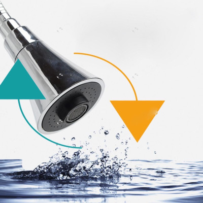 Cần vòi chén lò xo, cong bẻ thay thế cho vòi rửa chén, đầu vòi loa chuyển 02 chế độ xoay