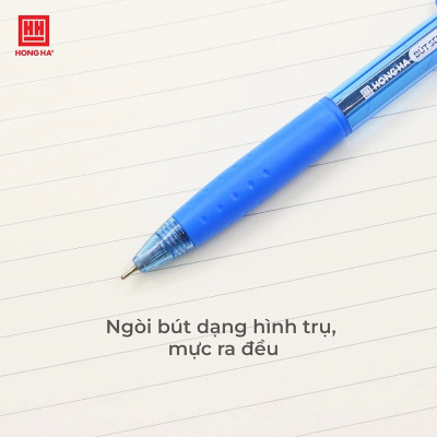 Hộp 12 Bút Semi-gel Hồng Hà dạng bấm đầu ngòi 0.5mm cho nét viết êm, trơn - 2469